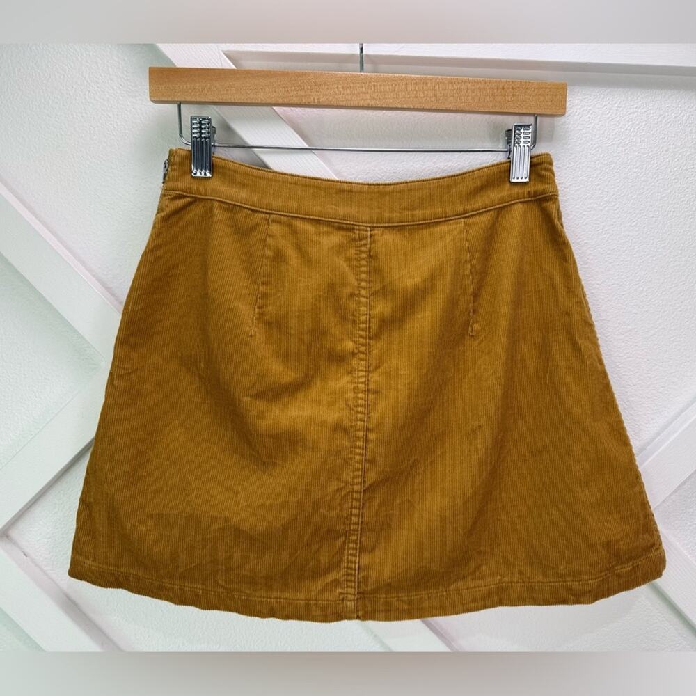 Aritzia Wilfred Free Corduroy Mini Skirt Size 2 Mustard Brown A-Line Side Zip - Picture 4 of 9